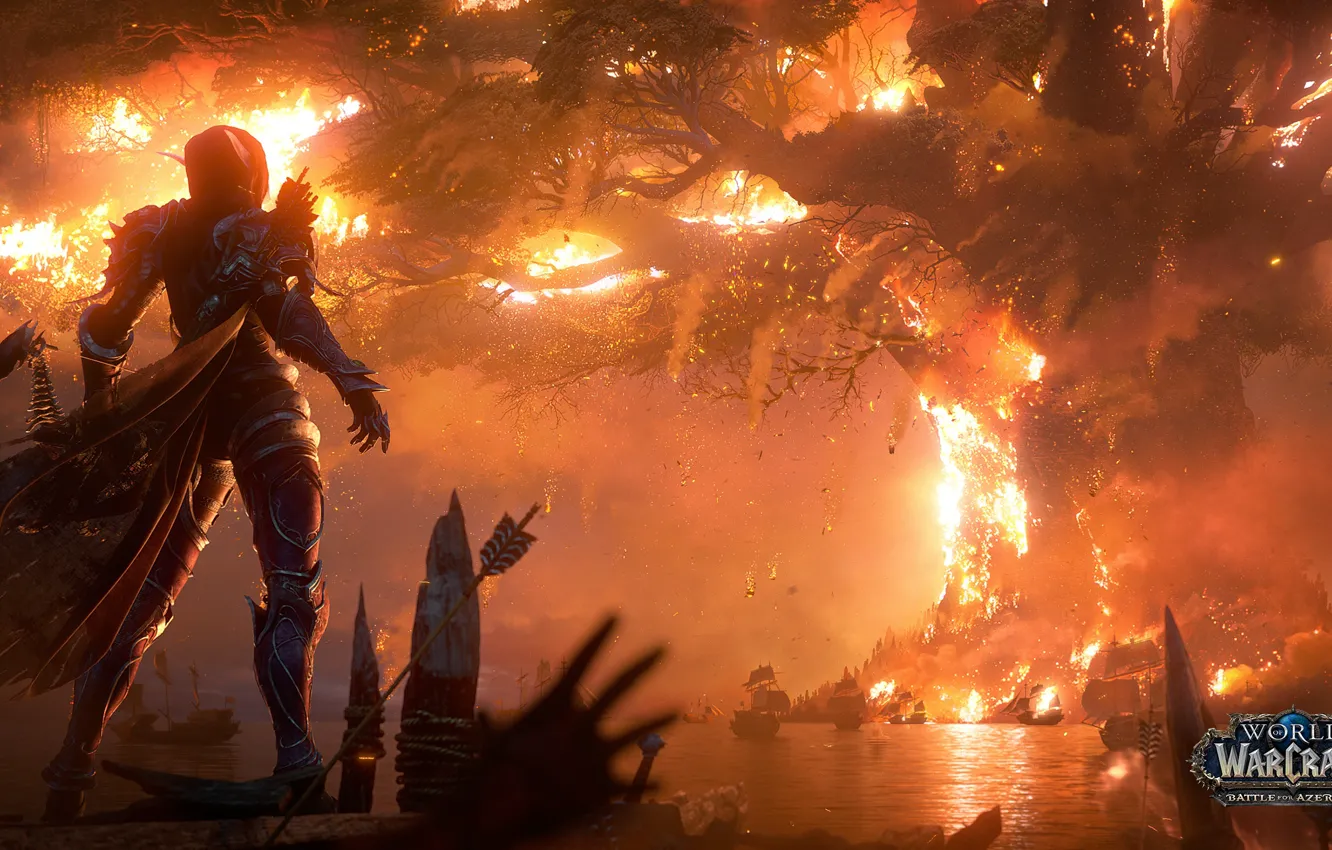 Photo wallpaper lights, flame, fire, flame, undead, Teldrassil, undead, Sylvanas Windrunner