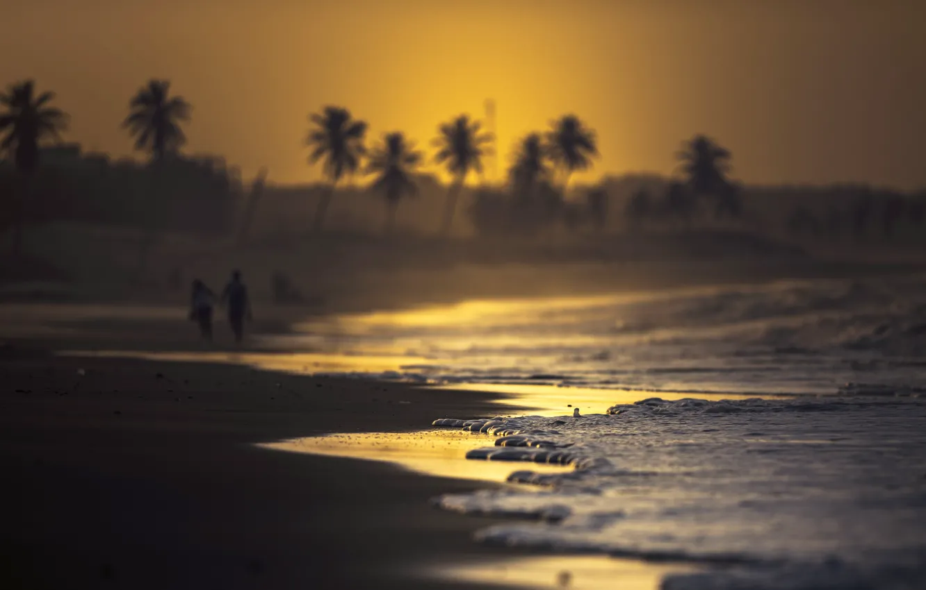 Photo wallpaper sea, sunset, shore