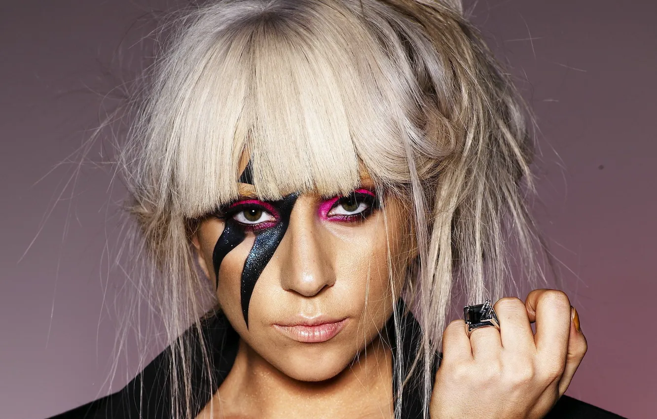 Photo wallpaper eyes, face, makeup, hairstyle, Lady Gaga