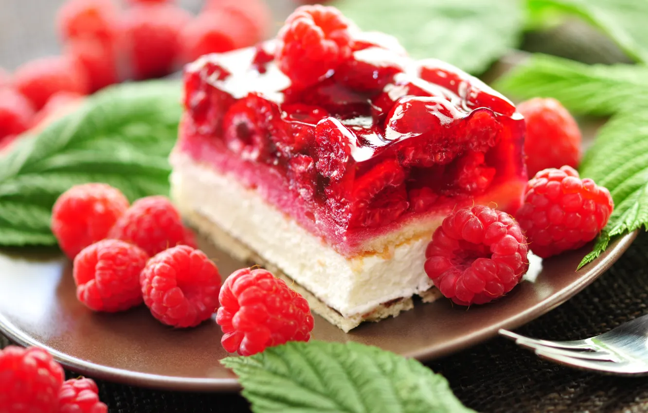 Photo wallpaper berries, raspberry, food, cake, cake, cream, dessert, sweet
