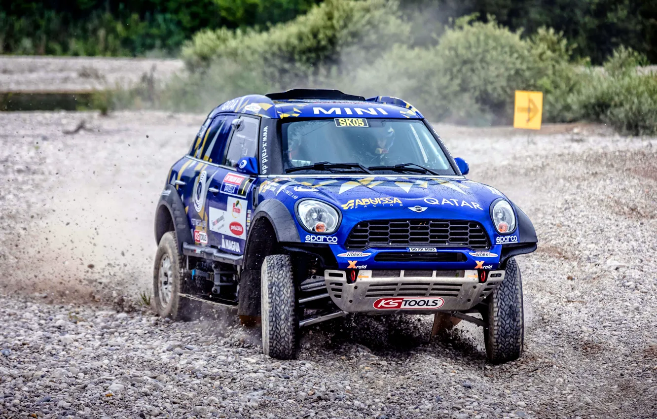 Photo wallpaper machine, auto, blue, race, sport, speed, Mini, SUV