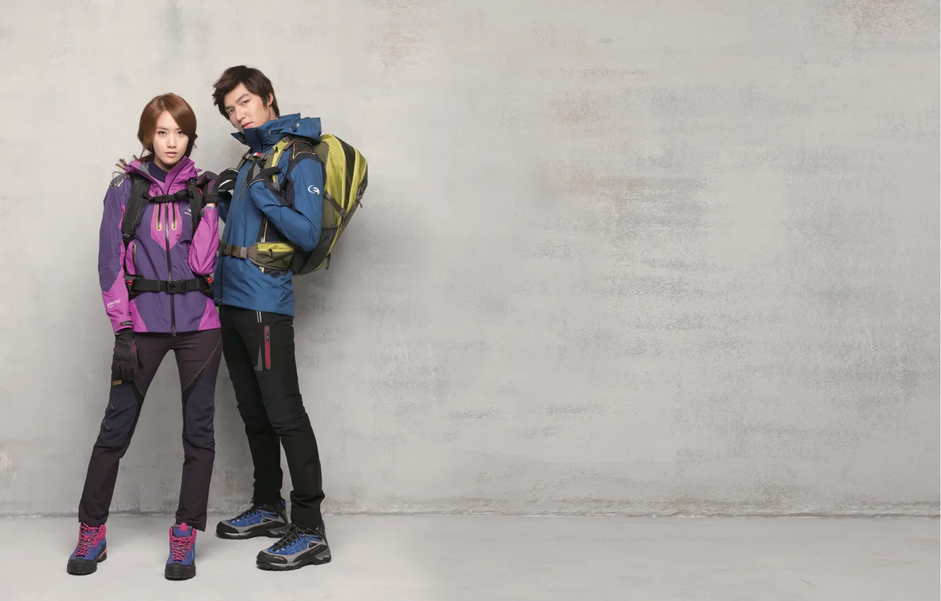 Photo wallpaper actor, backpack, sports wear, Yoona, Lee Min Ho