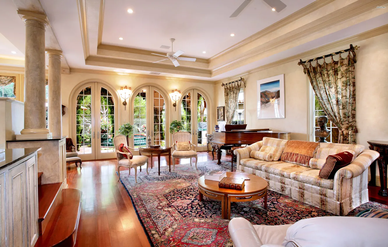 Photo wallpaper living room, villa, luxury, vintage style