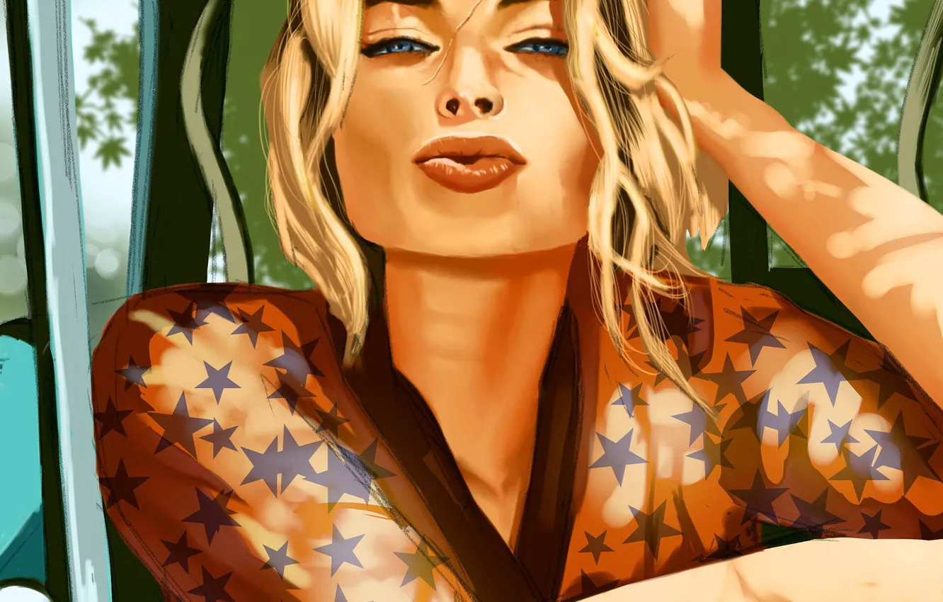 Photo wallpaper machine, girl, actress, art, Margot Robbie, Margot Robbie, Australian actress