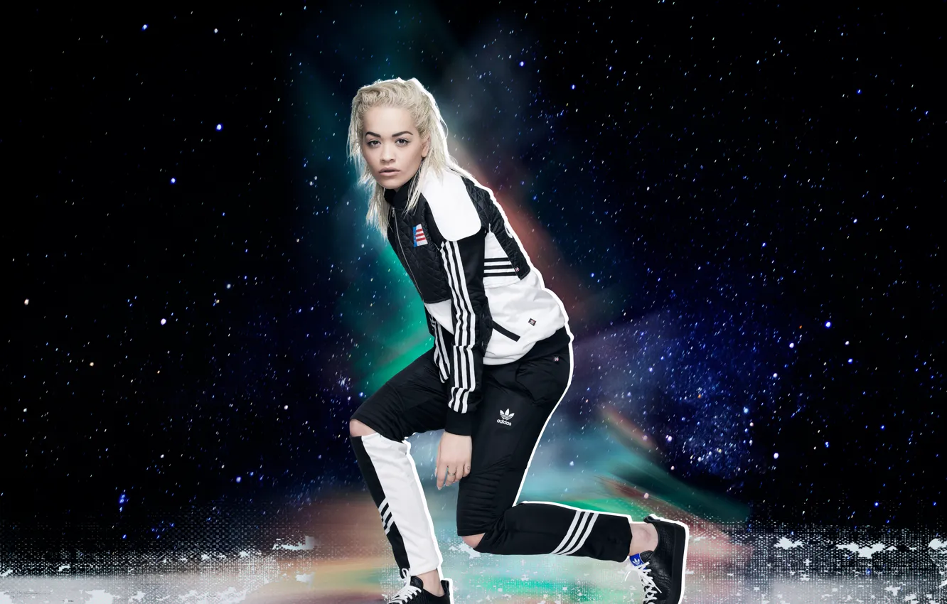 Photo wallpaper model, clothing, advertising, blonde, costume, singer, photoshoot, Adidas