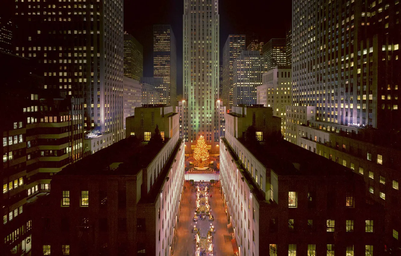 Photo wallpaper New York, Christmas, USA, Rockefeller center