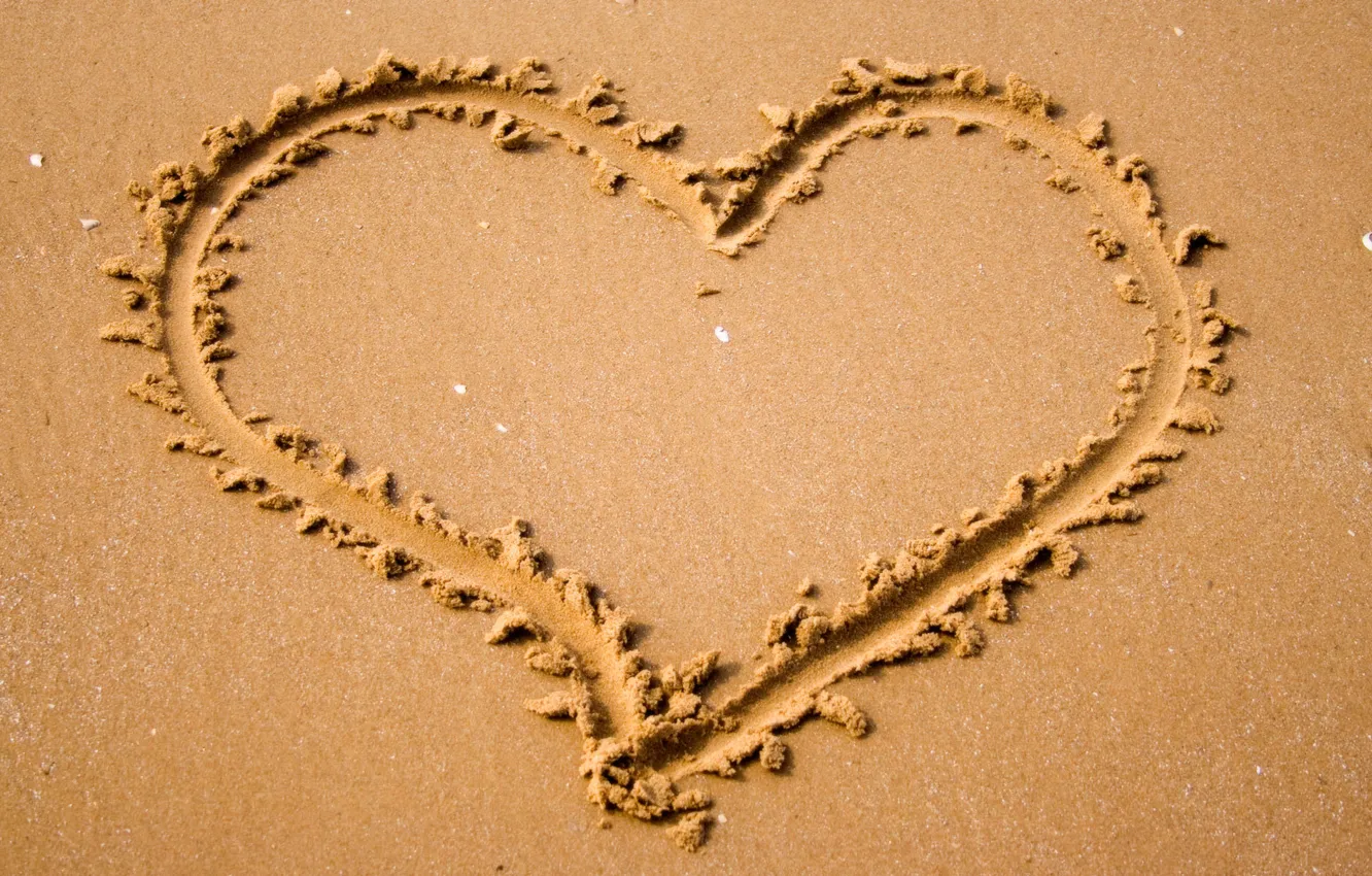 Photo wallpaper sand, nature, mood, heart, heart, written