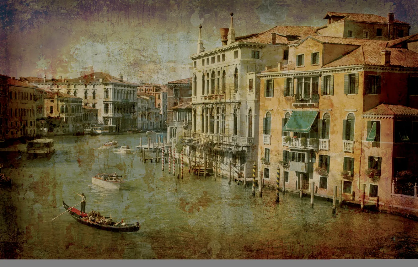 Photo wallpaper the city, house, pier, Italy, Venice, channel, Palace, gondola