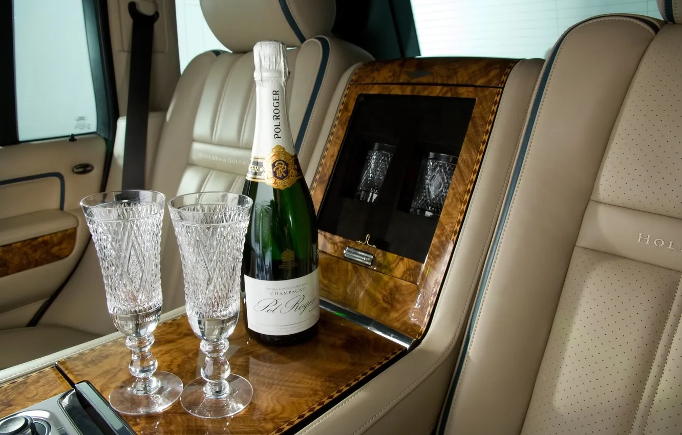 Photo wallpaper glass, alcohol, Range Rover, champagne, salon, land Rover, champagne, spec.version