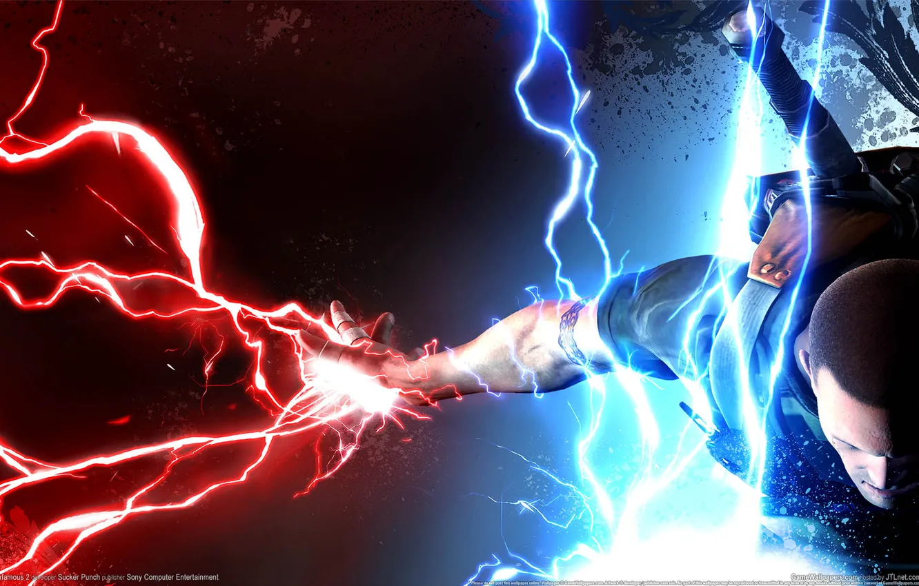 Photo wallpaper lightning, game, wallpapers, infamous 2