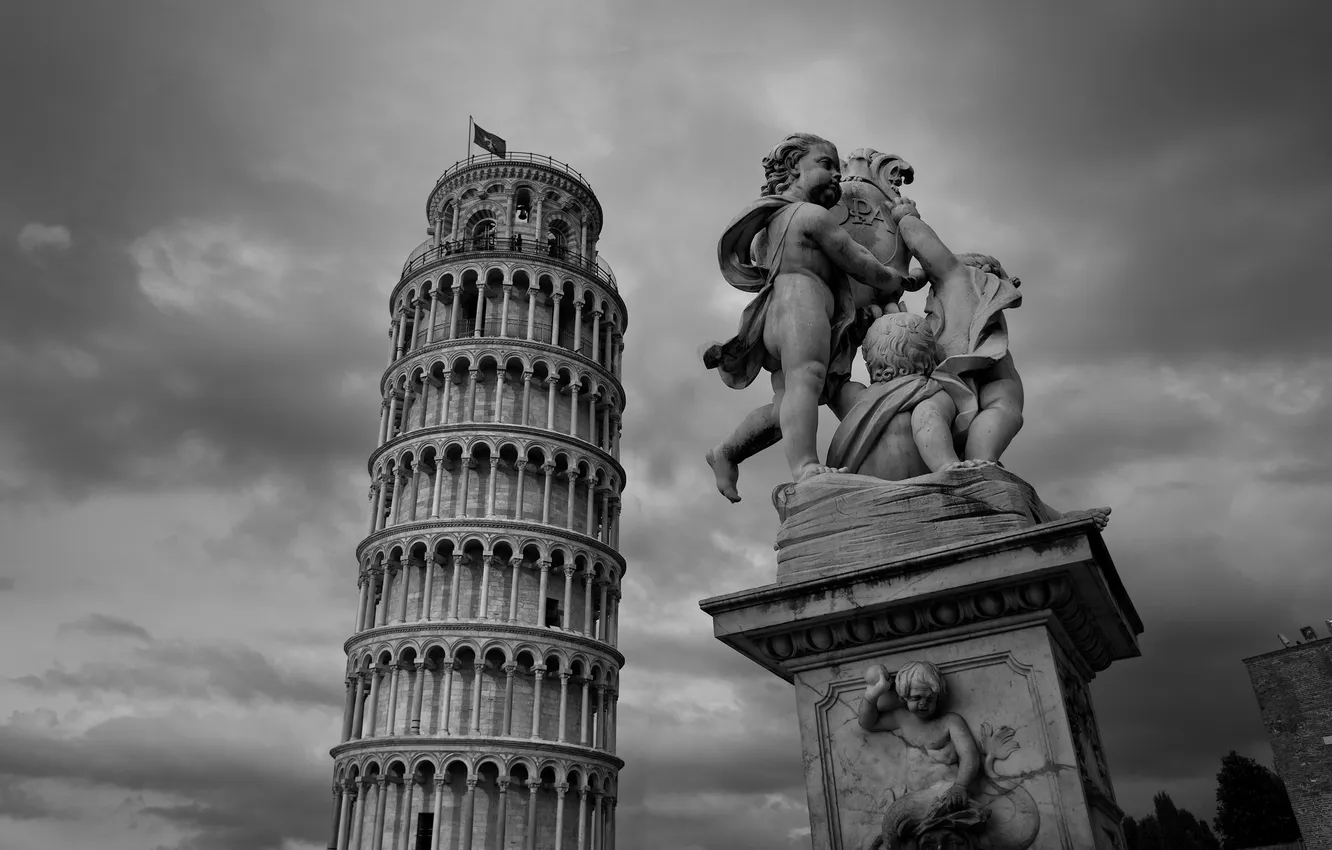 Photo wallpaper Italy, sculpture, Pisa, Italy, Pisa, The leaning tower of Pisa