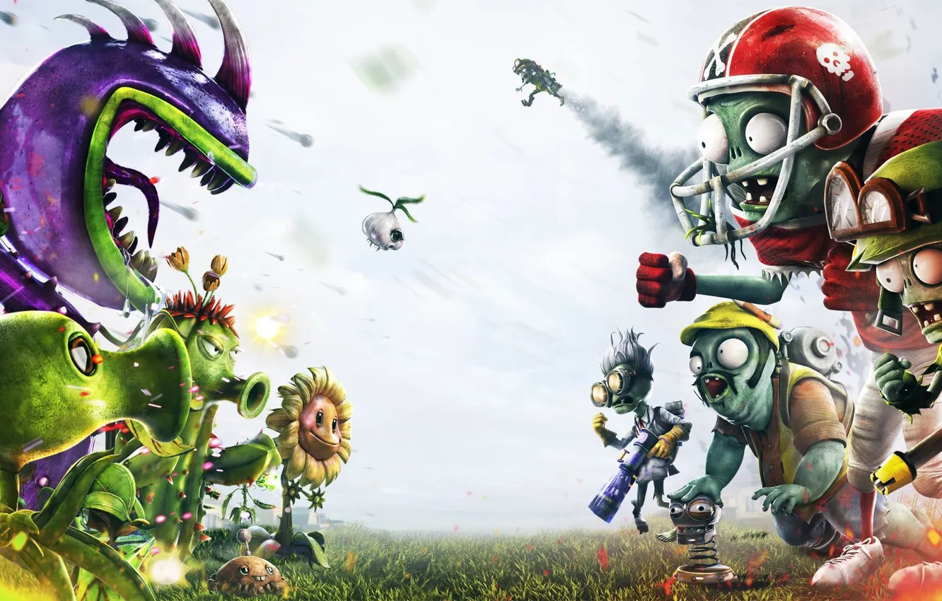 Photo wallpaper zombies, Electronic Arts, PopCap, Plants vs Zombies Garden Warfare