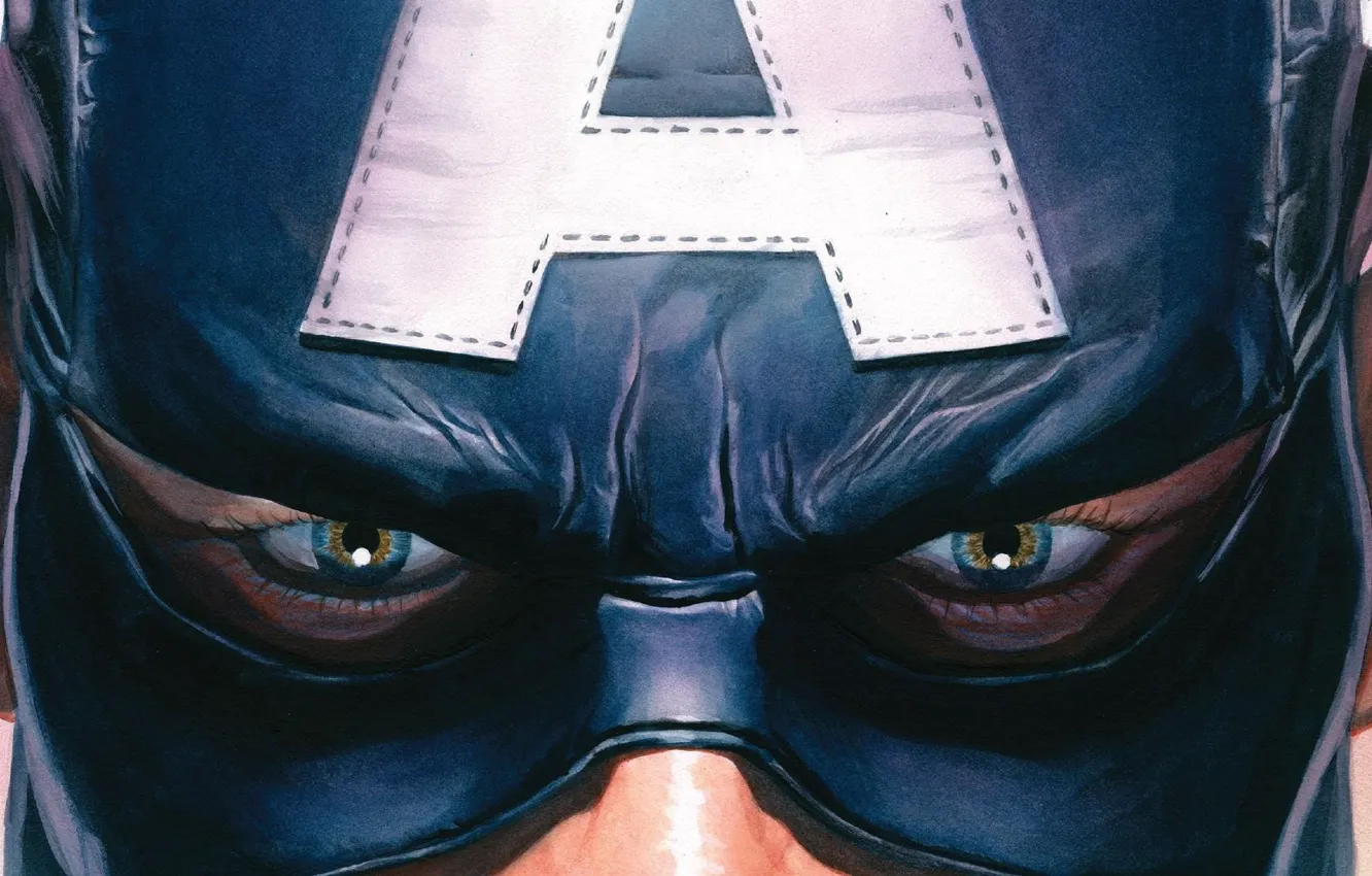 Photo wallpaper fantasy, blue eyes, Marvel, comics, Captain America, artwork, mask, superhero