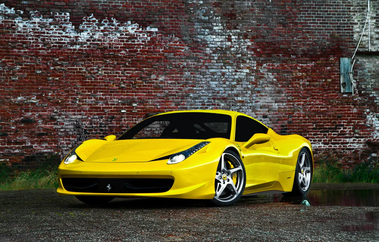 Photo wallpaper Ferrari, Yellow, Italy, Ferrari, gold, 458, italia