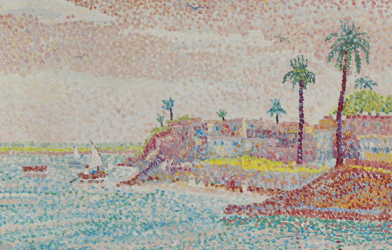 Photo wallpaper landscape, picture, Egypt, pointillism, Yvonne Canu, Yvonne Kahn