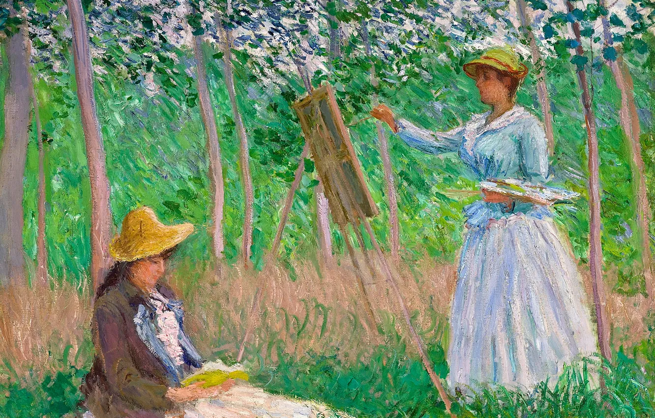 Photo wallpaper picture, Claude Monet, genre, In The Woods At Giverny. Blanche and Suzanne aside