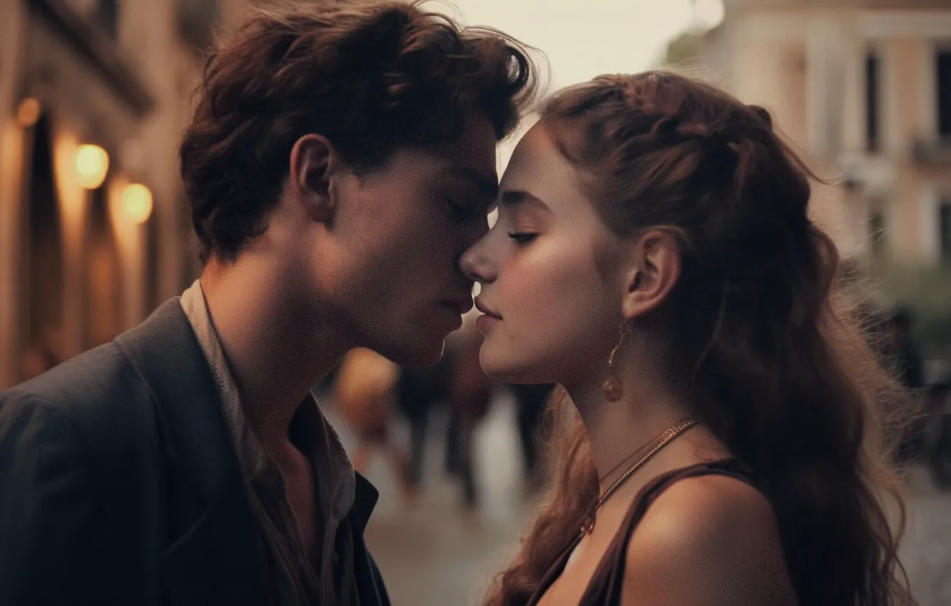 Photo wallpaper girl, love, face, the city, lights, rendering, youth, street