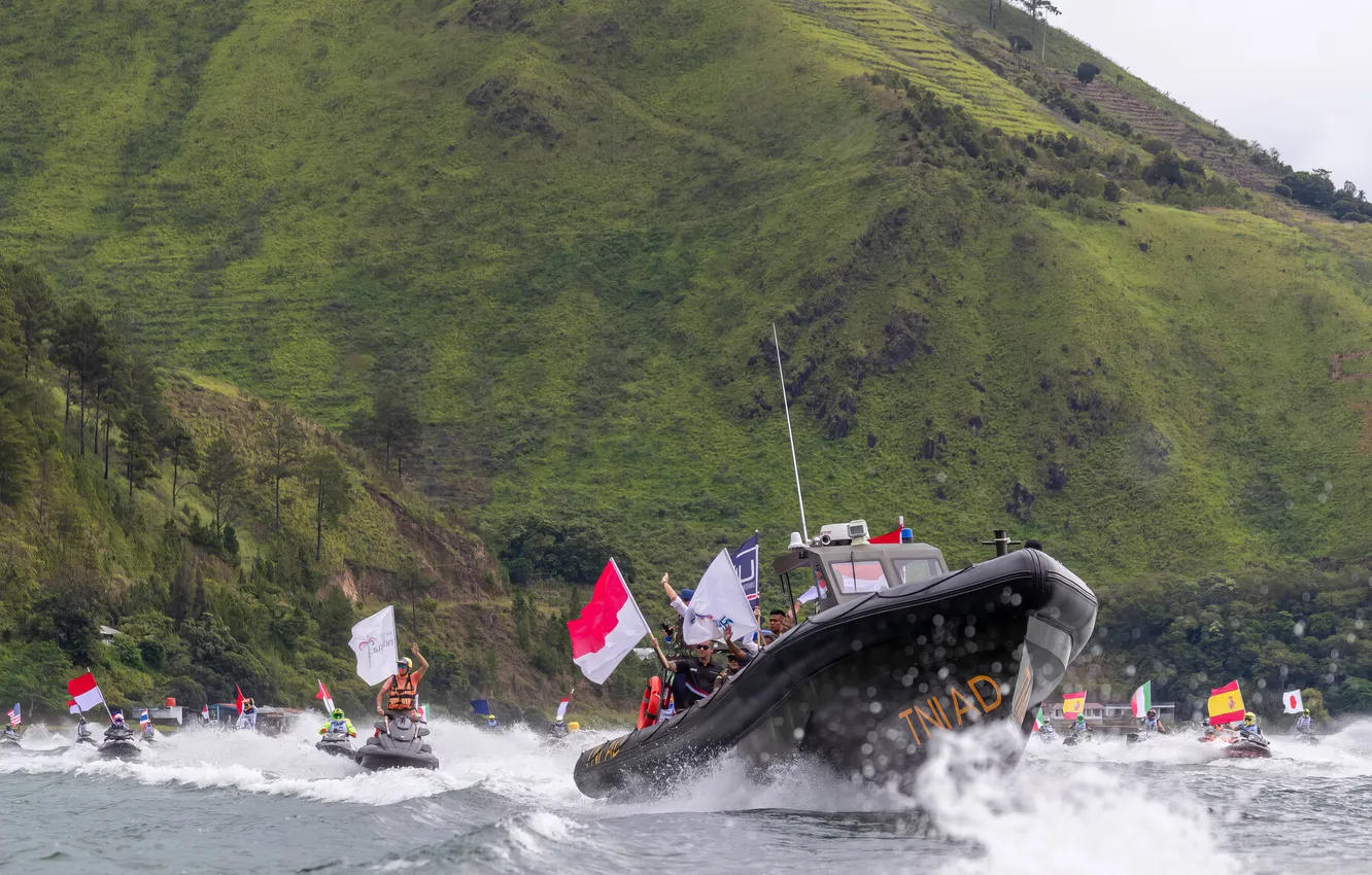 Photo wallpaper race, boat, speed