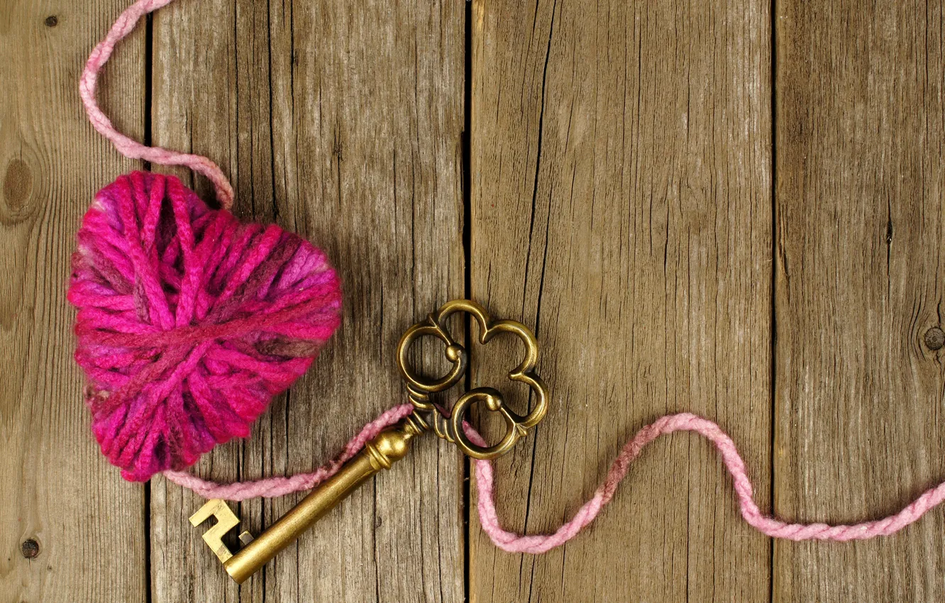 Photo wallpaper tangle, background, Board, key, hearts, thread