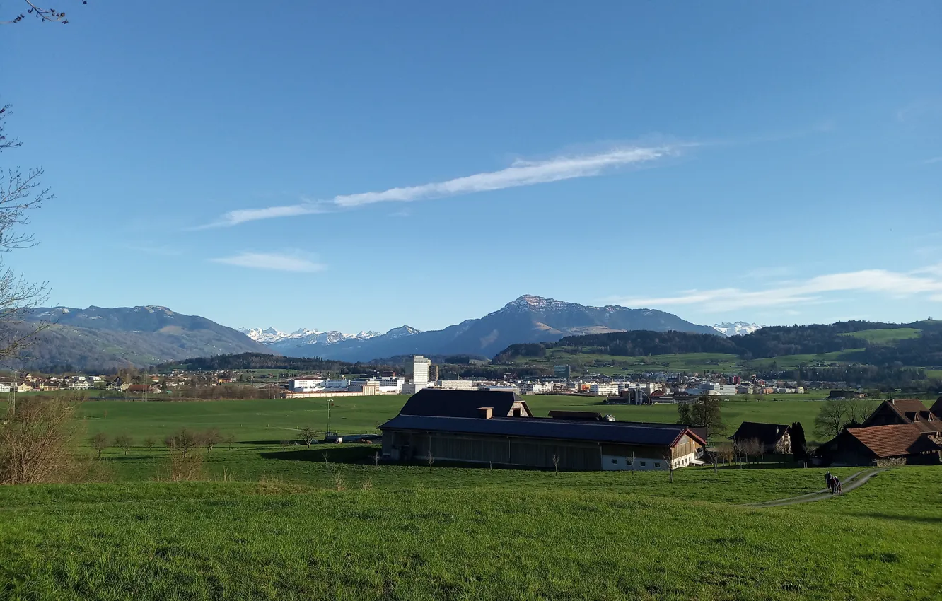 Photo wallpaper Switzerland, the Canton of Zug, mount Rigi, the city of Rotkreuz
