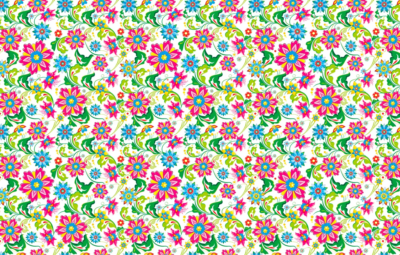 Photo wallpaper flowers, pattern, bright