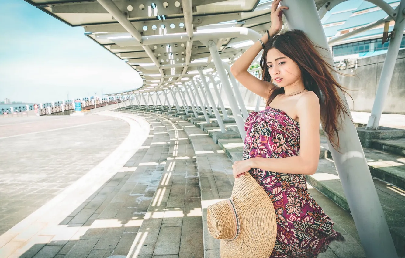 Photo wallpaper girl, the city, Asian