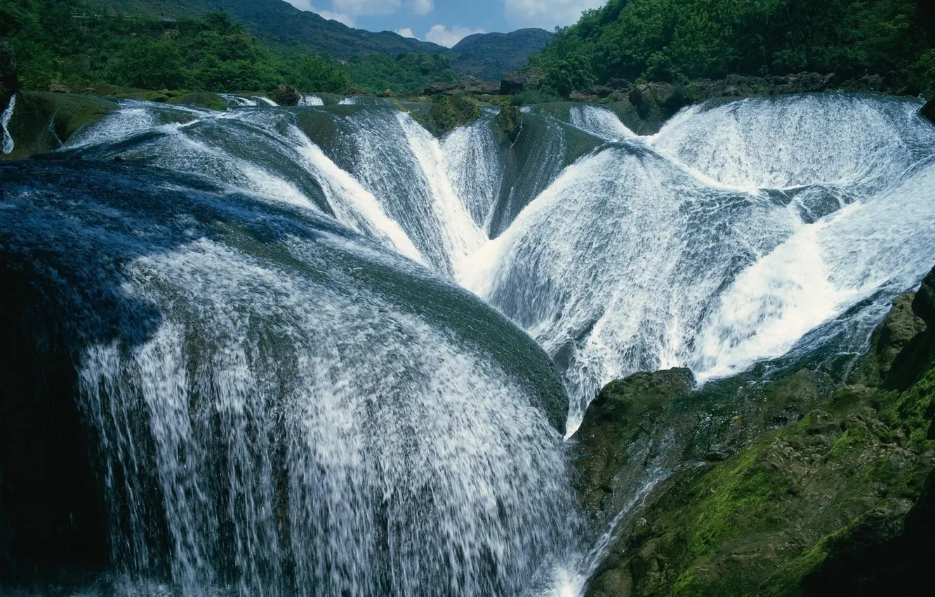 Photo wallpaper jungle, waterfalls, slides, grace, beautiful