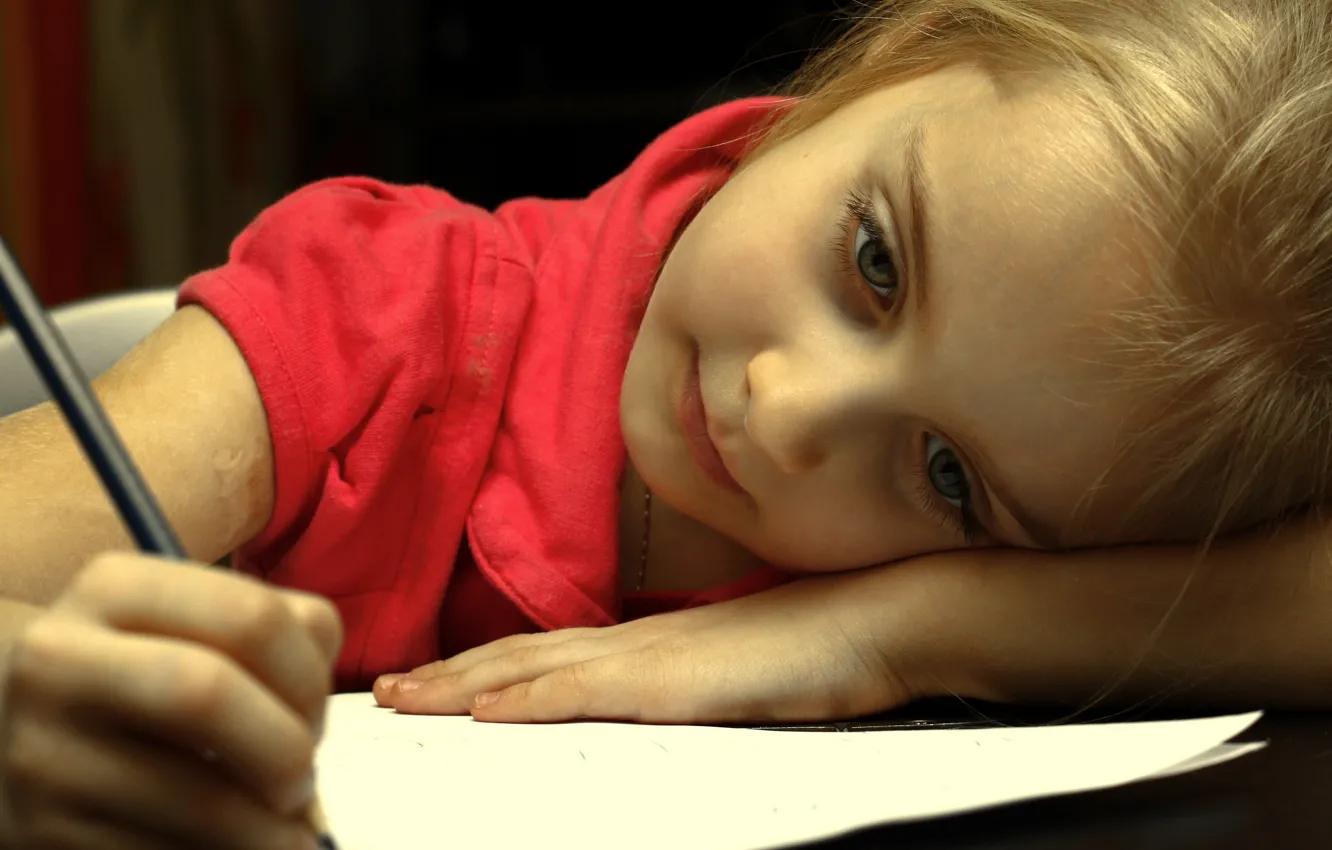 Photo wallpaper mood, pencils, girl