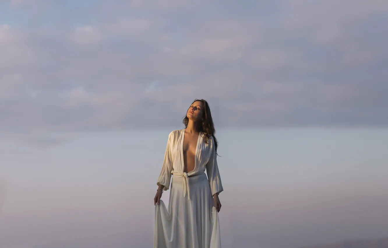 Photo wallpaper the sky, girl, mood
