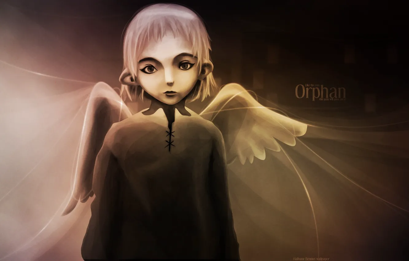 Photo wallpaper loneliness, baby, fallen angel, halo, Haibine Renmei, Rakka, Union Sureklilik, by Yoshitoshi Abe