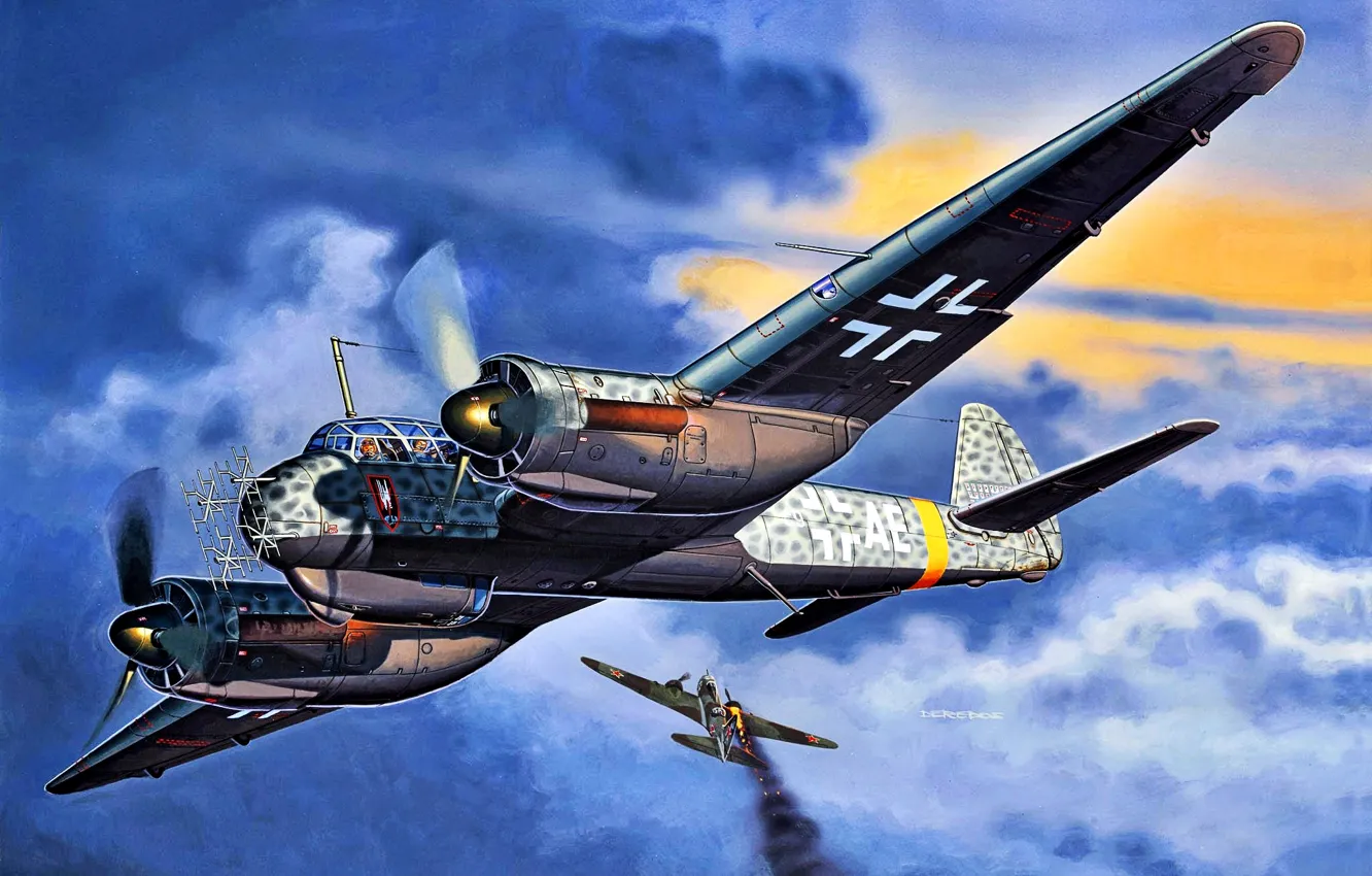 Photo wallpaper Junkers, night fighter, FuG 212, Heavy, Radar, Ju-88, "Liechtenstein", Ju.88C-6