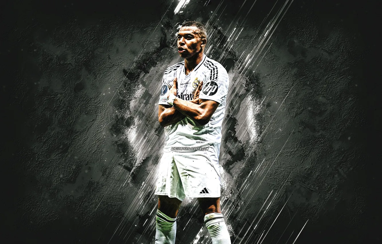Photo wallpaper Football, Real Madrid, Soccer, Hala Madrid, French, Real Madrid CF, Kylian Mbappe, Madridista