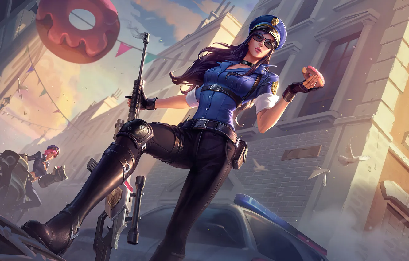Photo wallpaper skin, Officer, Caitlyn, Officer Caitlyn, LoL, League of Legends, art