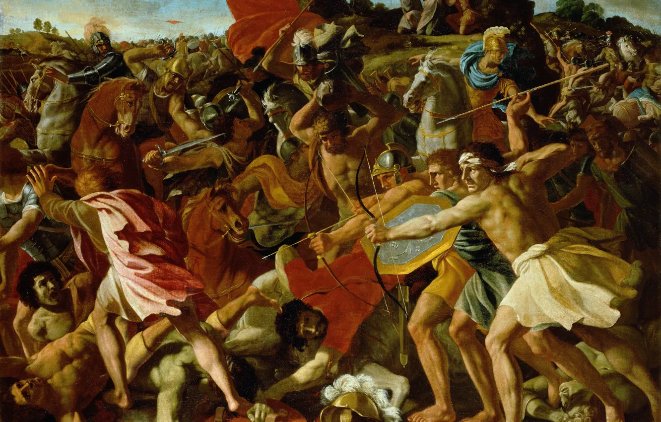 Photo wallpaper picture, history, battle, Nicolas Poussin, mythology, Nicolas Poussin, Victory of Joshua over the Amalekites