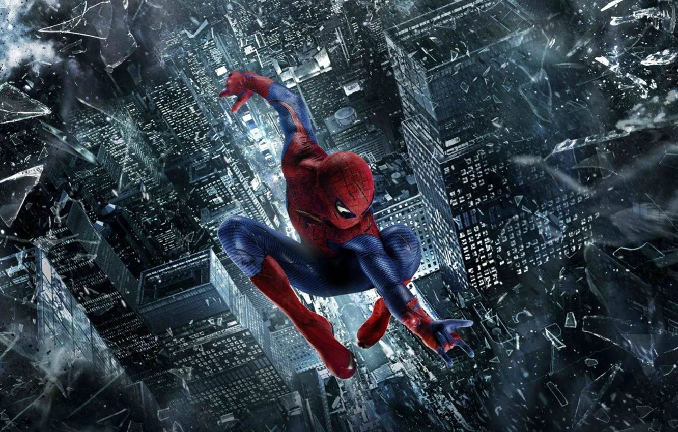 Photo wallpaper flight, 2012, spider-man, film, Spider-Man, Andrew Garfield, the amazing spider man