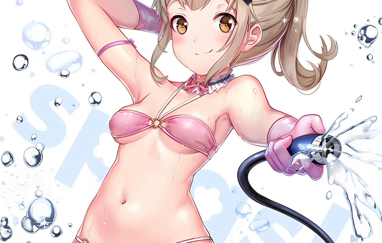 Photo wallpaper girl, sexy, Cameltoe, wet, cleavage, boobs, anime, water