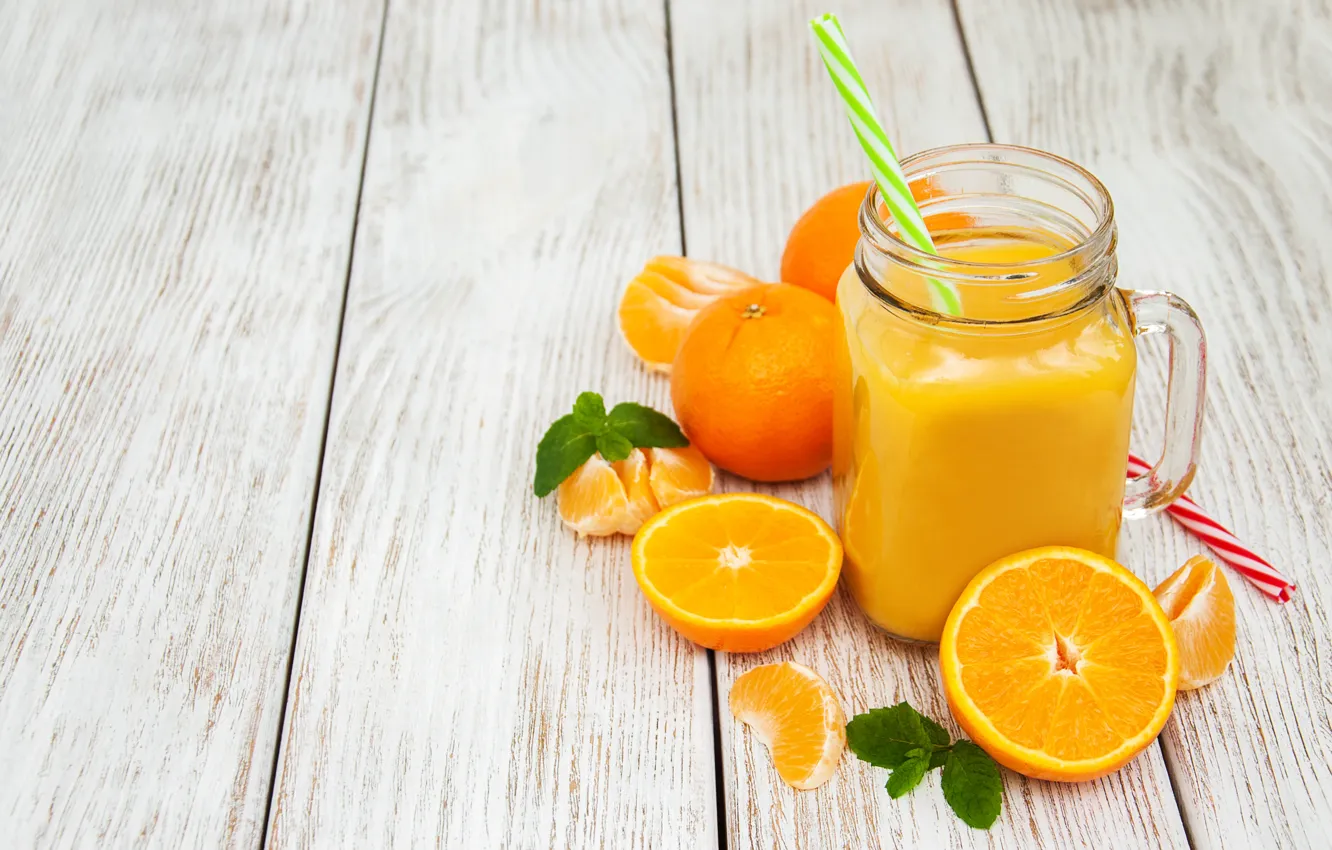 Photo wallpaper juice, jars, fresh, orange, Olena Rudo