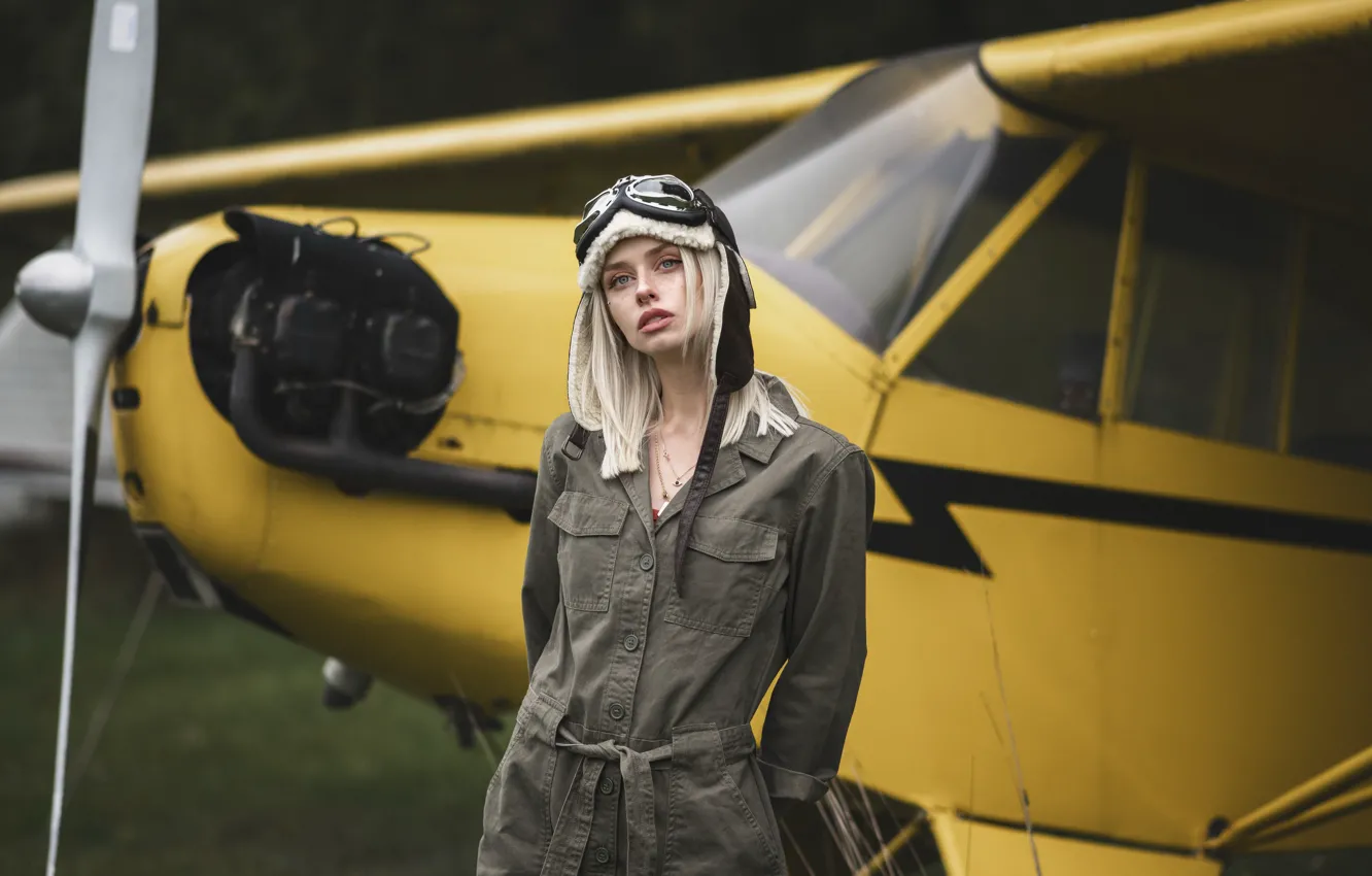 Photo wallpaper girl, background, the plane