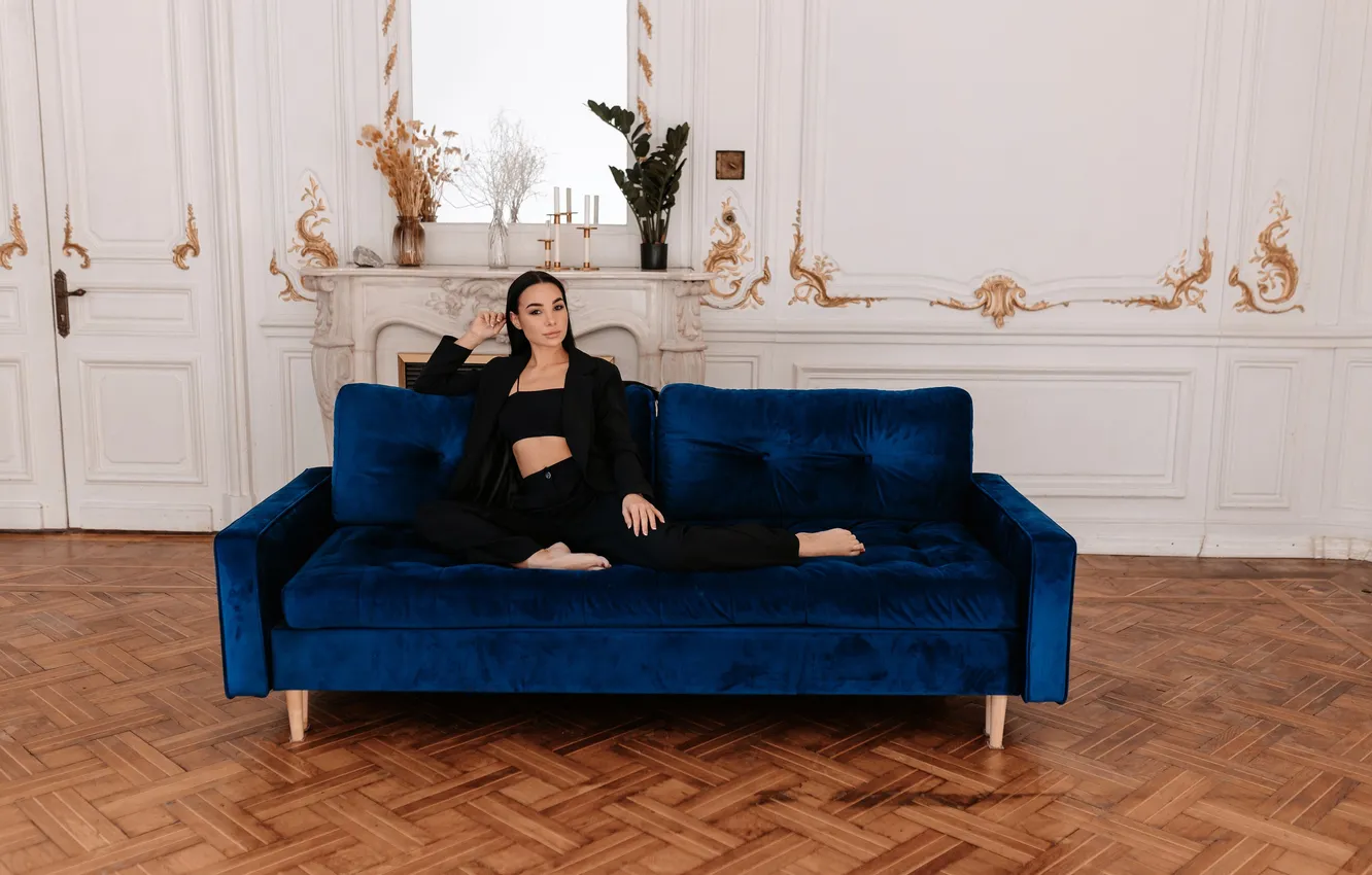 Photo wallpaper girl, beautiful, model, pretty, room, interior, brunette, gorgeous