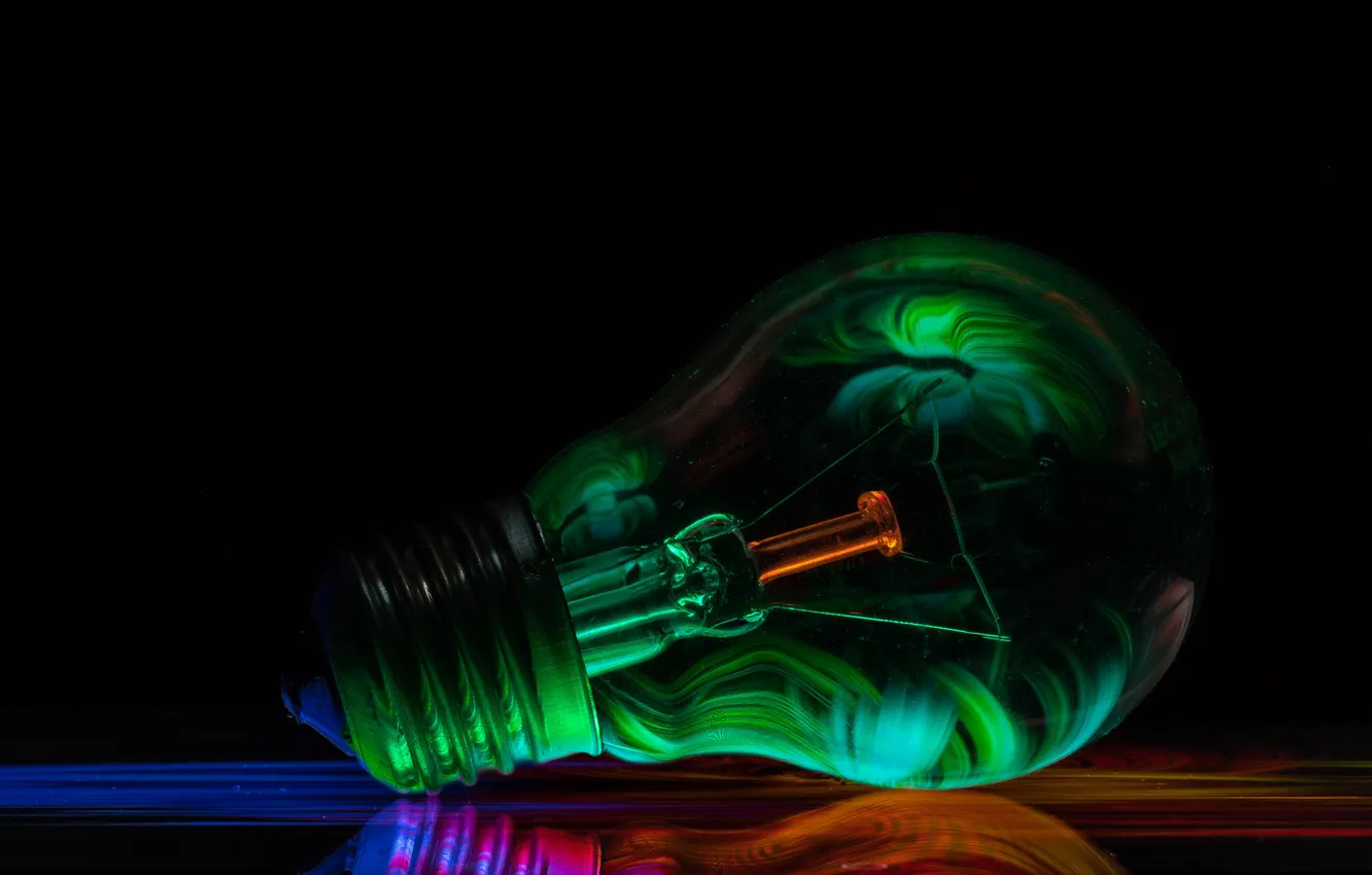 Photo wallpaper reflection, background, light bulb