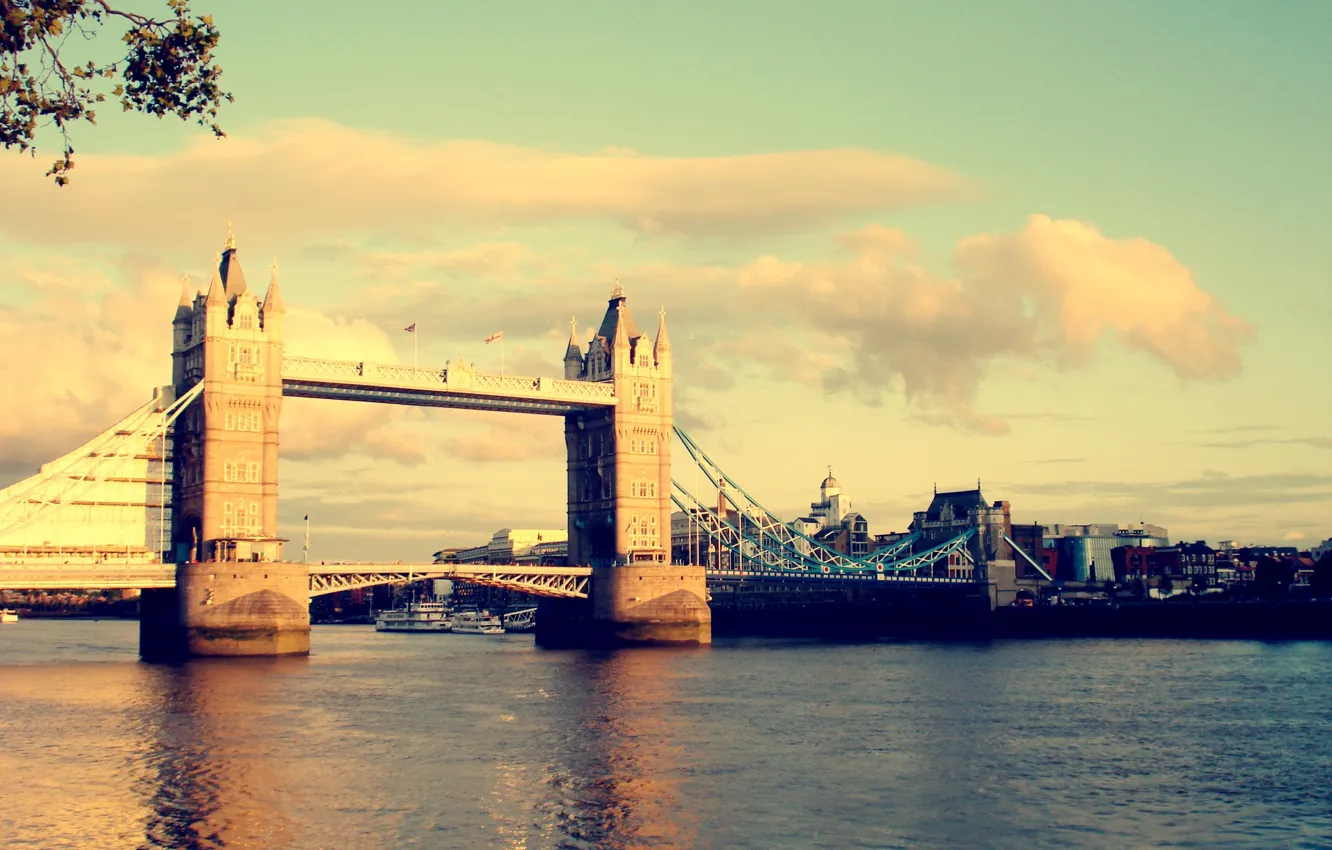 Photo wallpaper the sky, color, water, the sun, light, bridge, the city, river