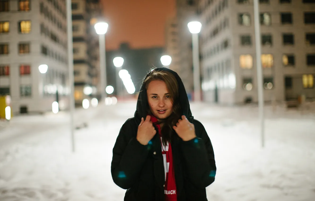 Photo wallpaper winter, look, girl, Nastya
