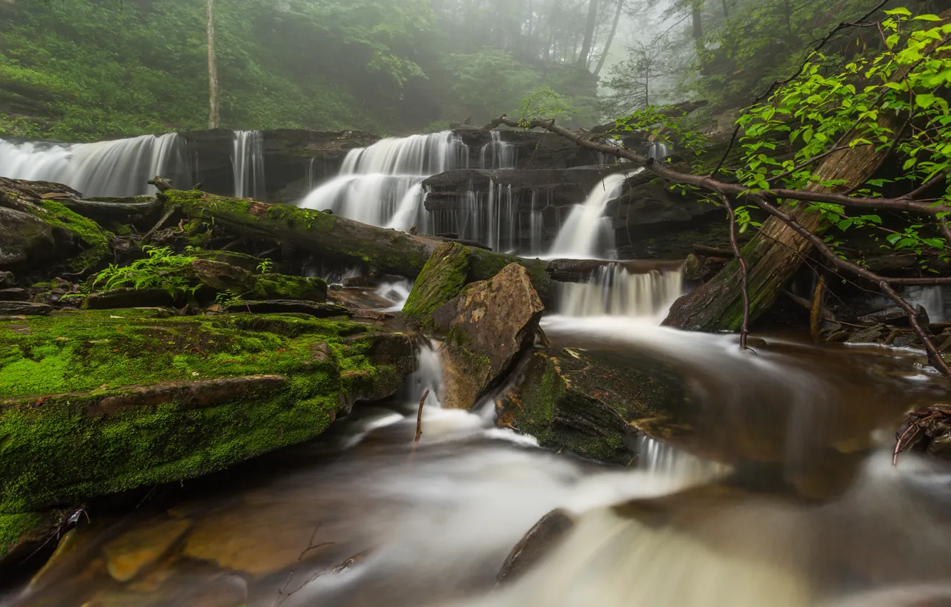 Photo wallpaper stones, rocks, shore, waterfall, stream, pond