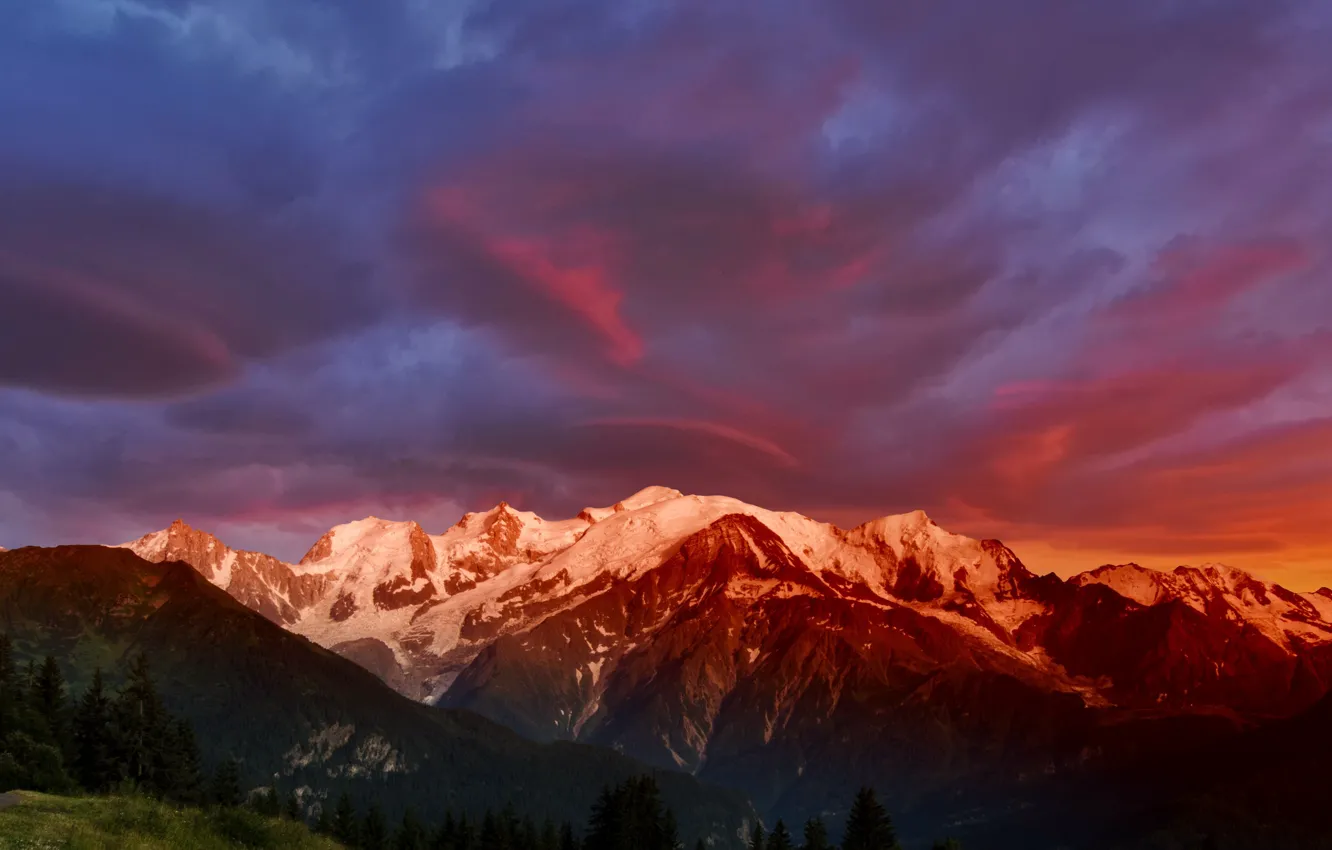 Photo wallpaper mountains, Alps, Mont Blanc, Monte Bianco