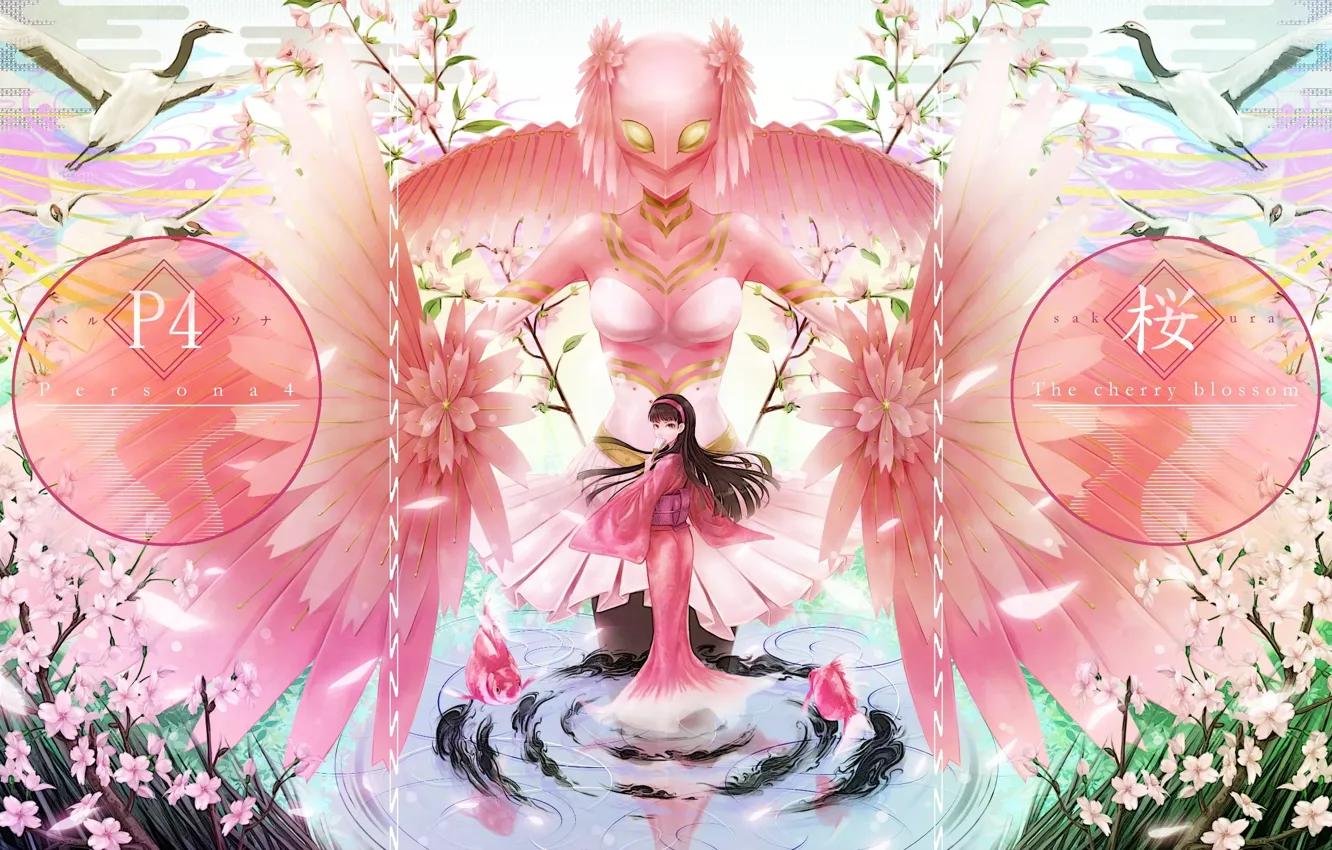 Photo wallpaper girl, the game, anime, art, pink color, Person 4, person