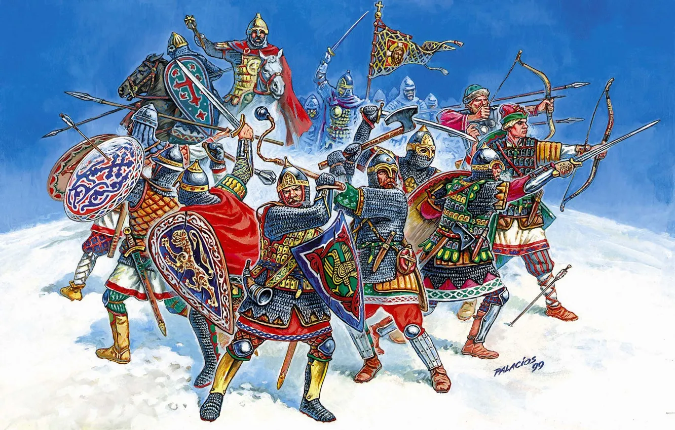 Photo wallpaper art, wars, Russian, XIII-XIV centuries, era, fight, vigilantes, Tatar
