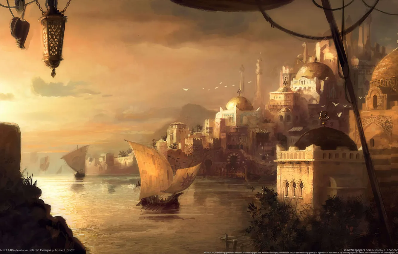 Photo wallpaper landscape, the city, art, mosque, Anno 1404, Drakkar