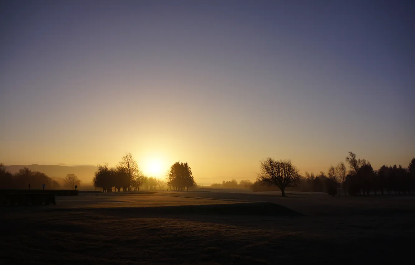 Photo wallpaper field, light, landscape, morning