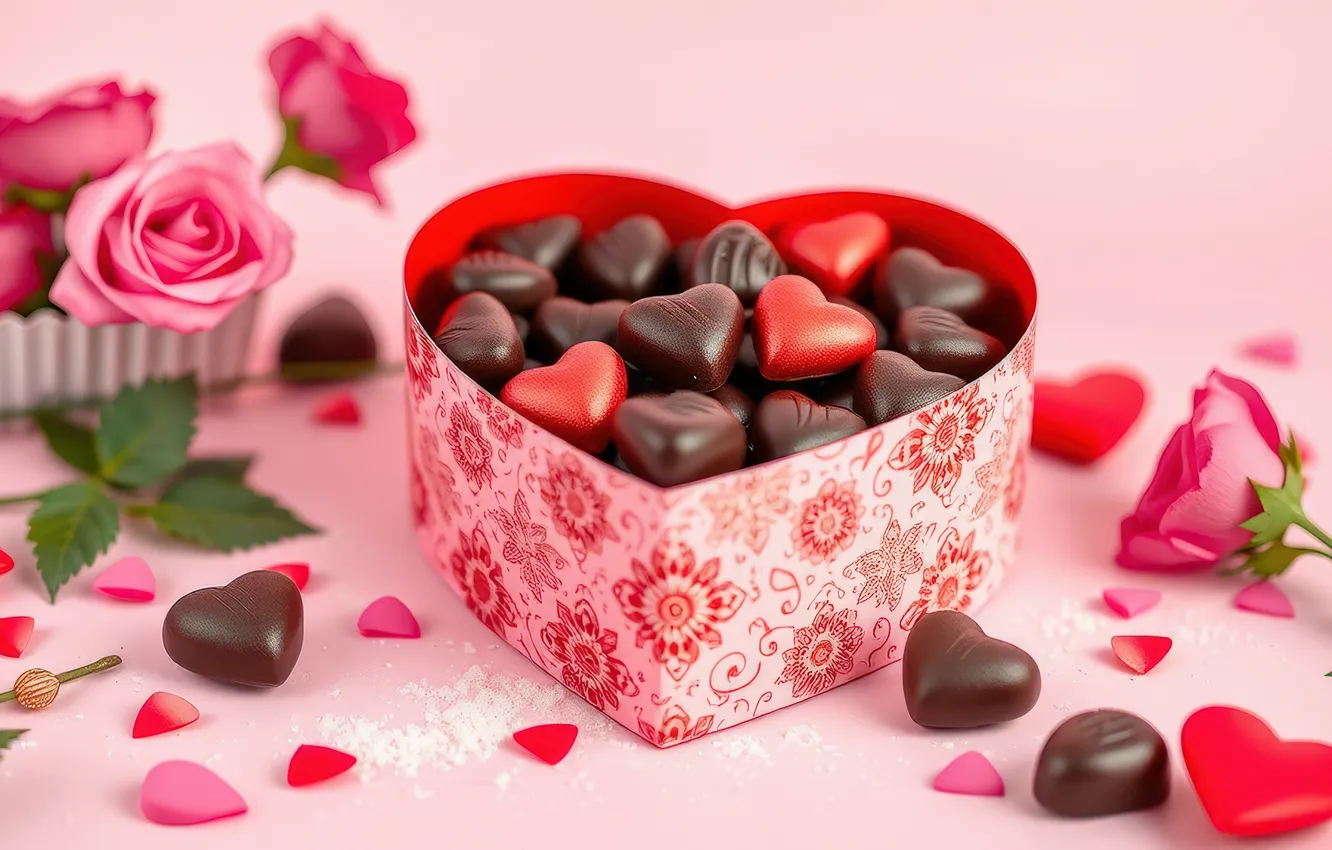 Photo wallpaper love, holiday, heart, hearts, Valentine's day, AI art, neural network