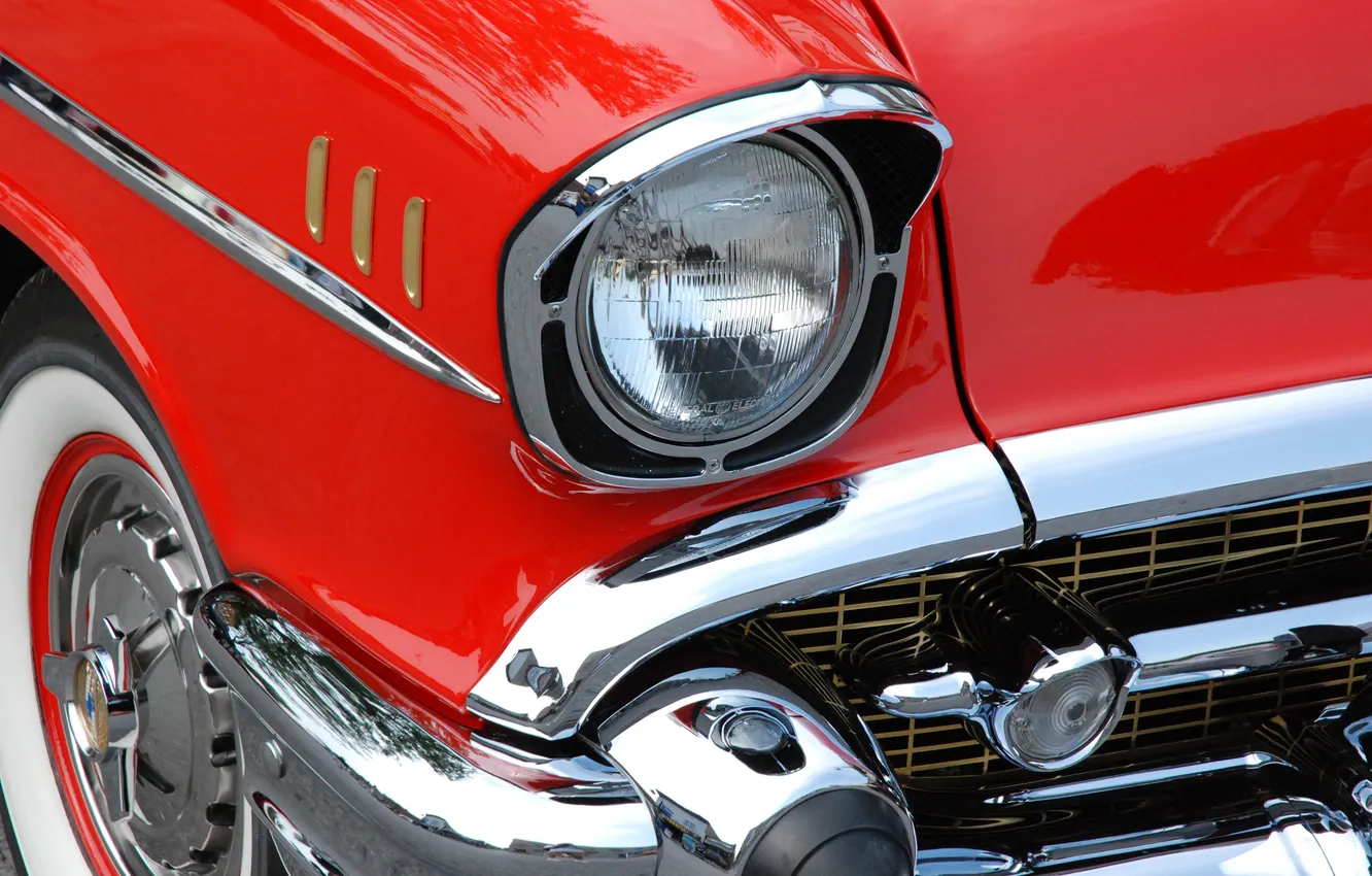 Photo wallpaper machine, auto, retro, classic, chrome plated